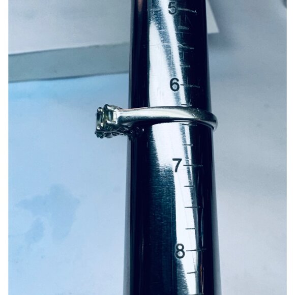 Estate 925 Sterling Silver Triple Green Gemstone Ring Size 6.5 Vintage Jewelry - Picture 7 of 11